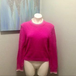 John + Jenn Hot Pink Varsity Pullover Sweater